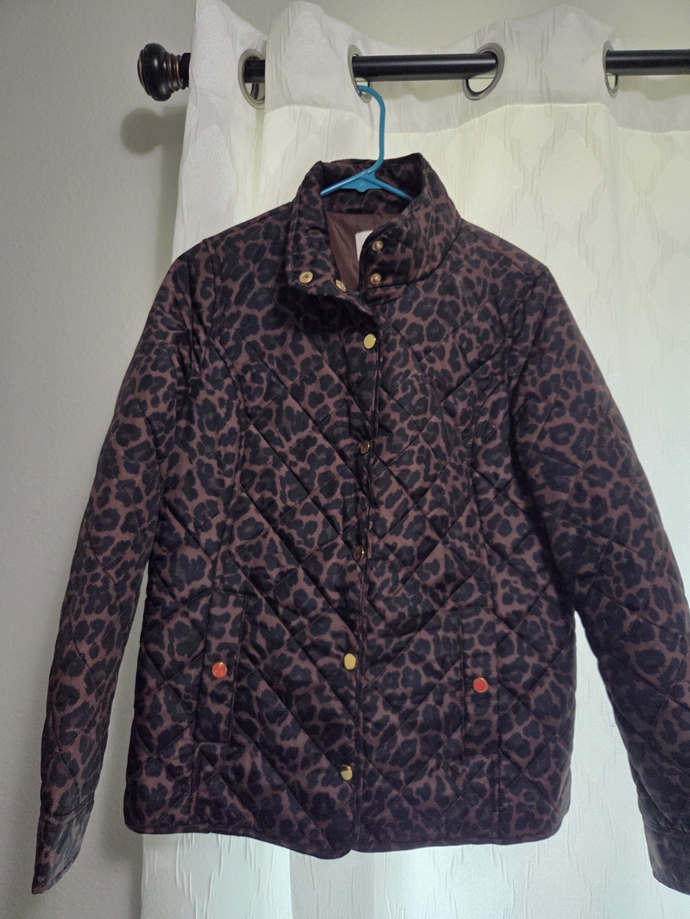 Quilted Leopard Print Women's Jacket - Brown/Black